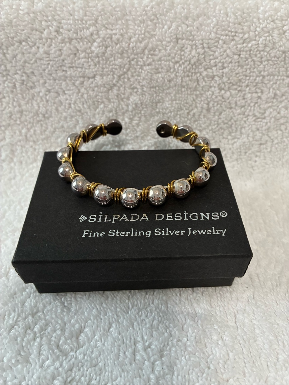 NEW-  collectible, retired Silpada Sterling Silver/Brass Wire Wrapped Bead